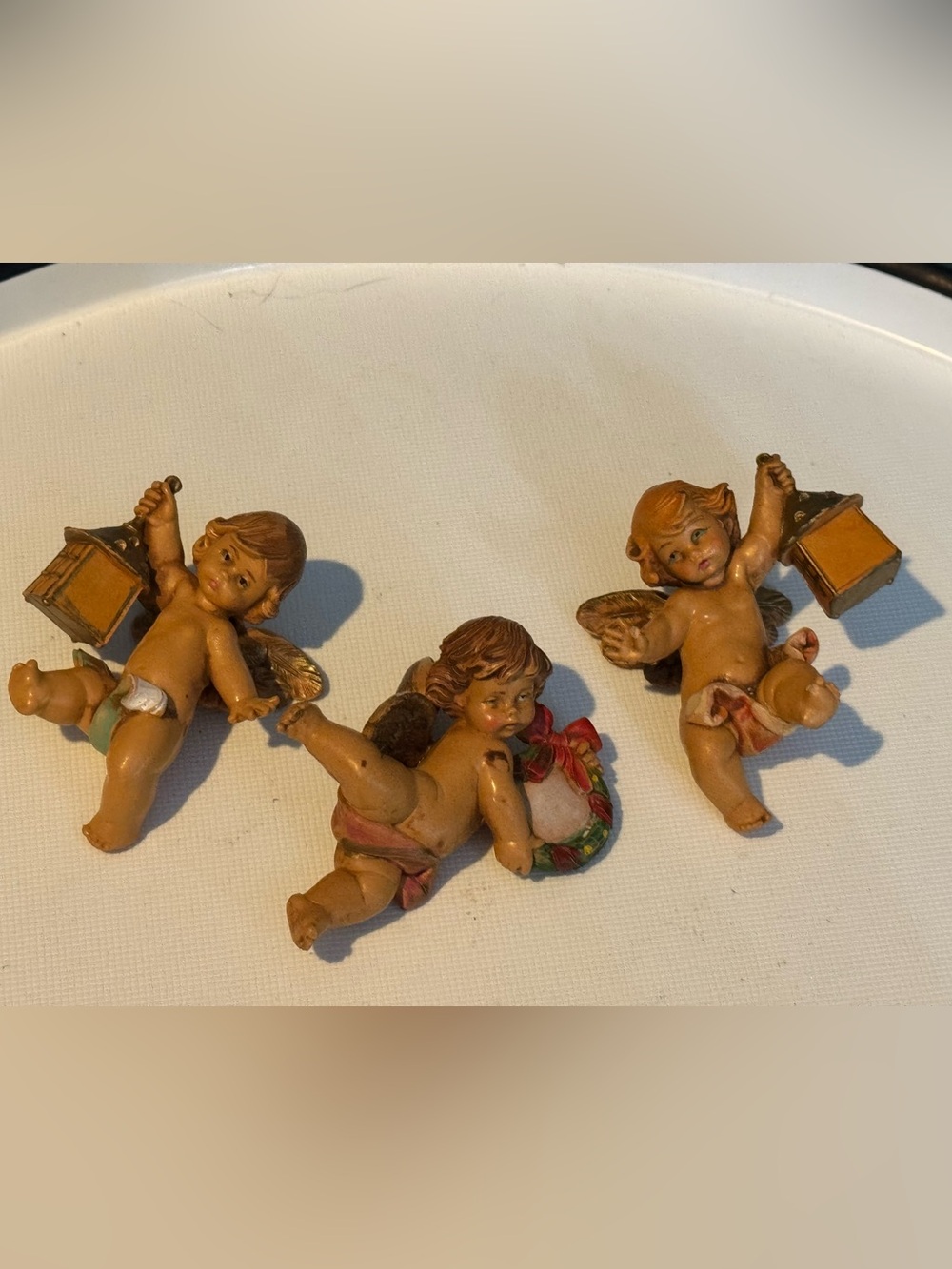 Vintage Set of 3 FONTANINI 1986 / 1989 ANGEL CHERUB Christmas Ornaments